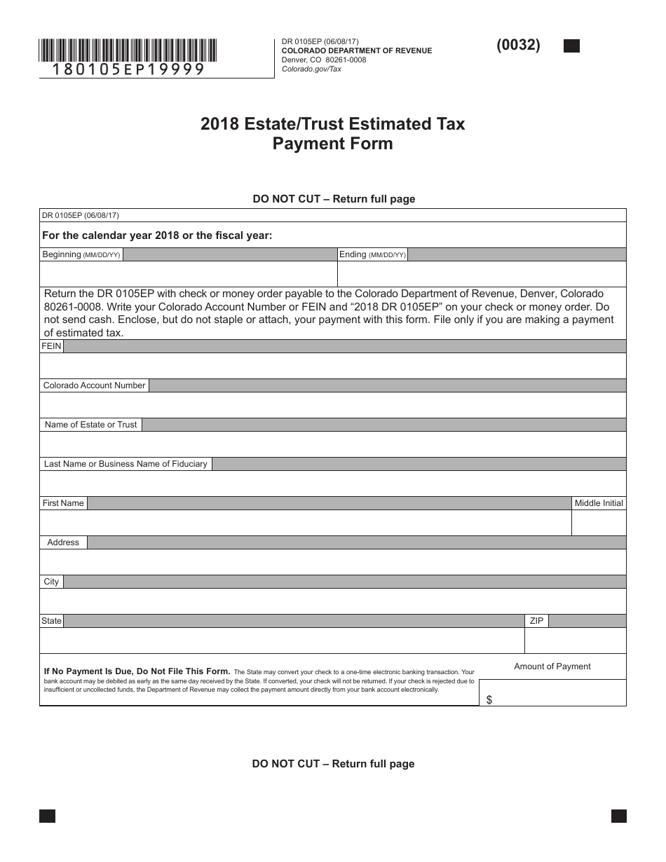 Form DR0105EP Estate / Trust Estimated Tax Payment Form - Colorado, Page 2