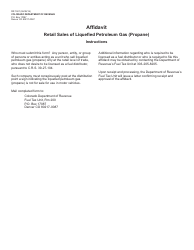 Form DR1501 &quot;Affidavit - Retail Sales of Liquefied Petroleum Gas (Propane)&quot; - Colorado
