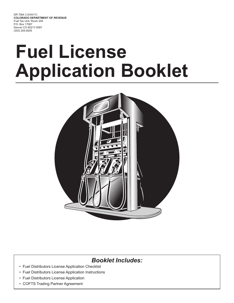 Form DR7064 Fuel License Application Booklet - Colorado, Page 1