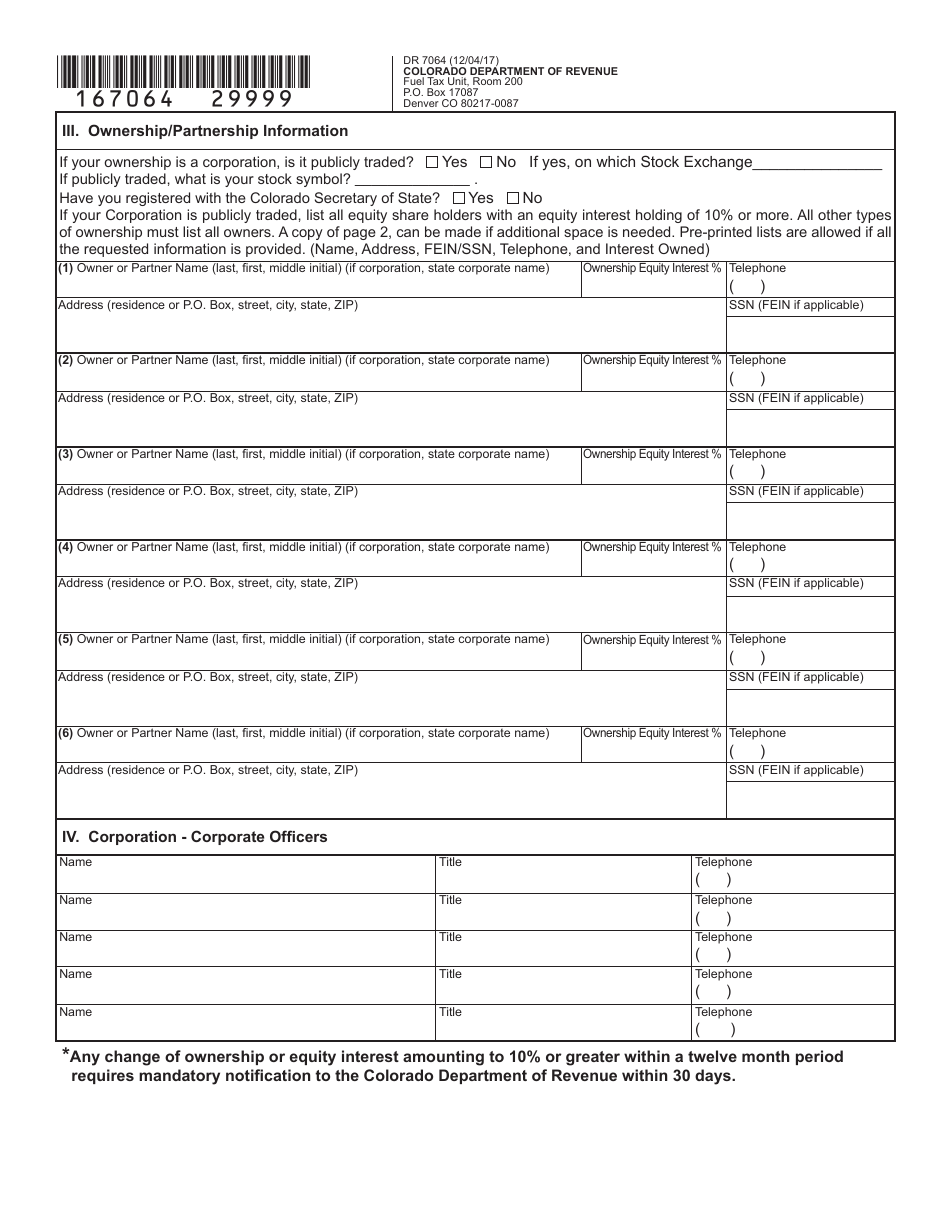 Form DR7064 Fuel License Application Booklet - Colorado, Page 5