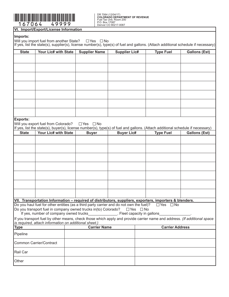 Form DR7064 Fuel License Application Booklet - Colorado, Page 7