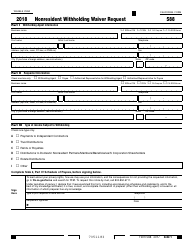Form 588 Nonresident Withholding Waiver Request - California