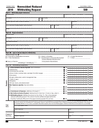 Document preview: Form 589 Nonresident Reduced Withholding Request - California