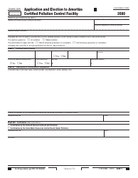 Form FTB3580 Application and Election to Amortize Certified Pollution Control Facility - California