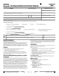 Document preview: Form FTB3581 Tax Deposit Refund and Transfer Request - California