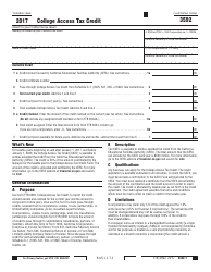 Document preview: Form FTB3592 College Access Tax Credit - California