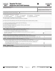 Document preview: Form FTB3809 Targeted Tax Area Deduction and Credit Summary - California, 2017