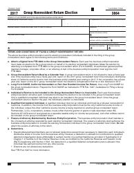 Document preview: Form FTB3864 Group Nonresident Return Election - California, 2017