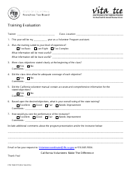 Document preview: Form FTB7699 PIT Training Evaluation - California