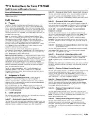 Instructions for Form FTB3540 Credit Carryover and Recapture Summary - California