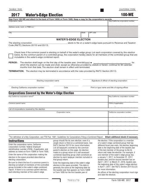 Form 100-WE 2017 Printable Pdf