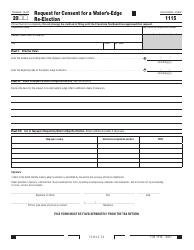 Document preview: Form FTB1115 Request for Consent for a Water's-Edge Re-election - California