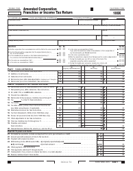 Document preview: Form 100X Amended Corporation Franchise or Income Tax Return - California