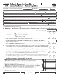 Form 100W California Corporation Franchise or Income Tax Return &quot; Water&#039;s-Edge Filers - California