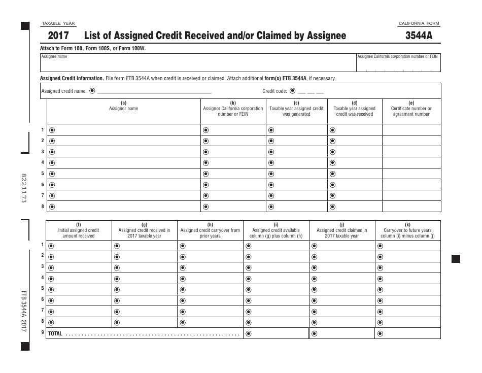 Form Ftb3544a 2017 Fill Out Sign Online And Download Printable Pdf California Templateroller 7344