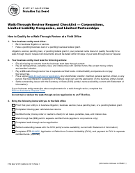 Document preview: Form FTB3557 W PC Walk-Through Revivor Request Checklist " Corporations, Limited Liability Companies, and Limited Partnerships - California