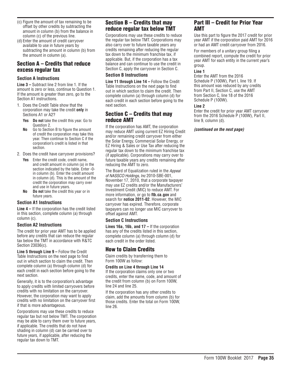 Instructions for Form 100W Schedule P Alternative Minimum Tax and Credit Limitations  Waters-Edge Filers - California, Page 5