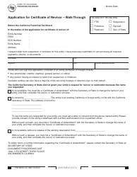 Document preview: Form FTB3557A LLC Application for Certificate of Revivor - Walk Through - California