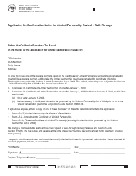 Document preview: Form FTB3557A LP Application for Confirmation Letter for Limited Partnership Revival - Walk-Through - California