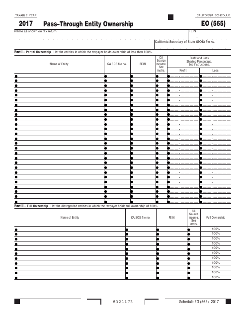 Form 565 Schedule EO 2017 Printable Pdf