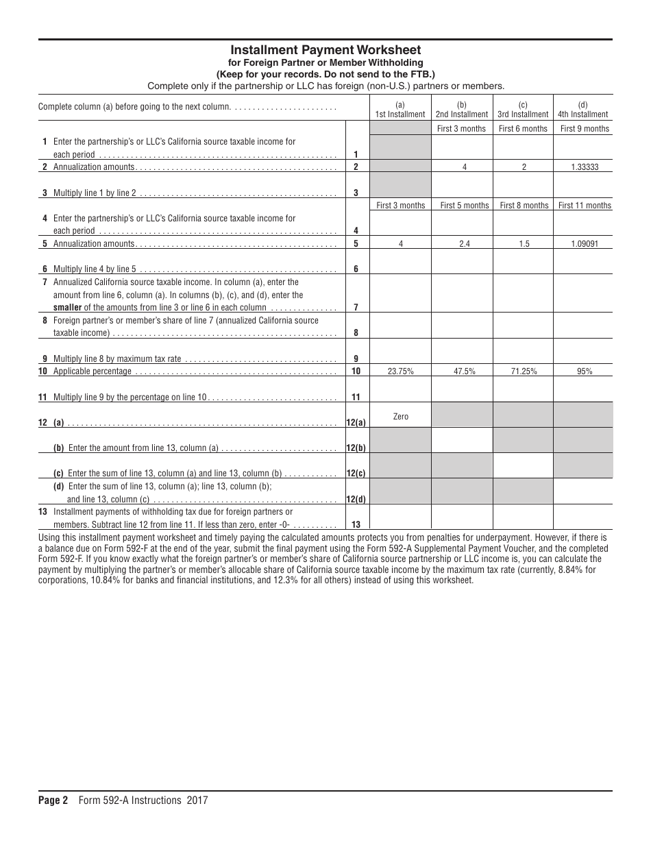 Download Instructions for Form 592-A Payment Voucher for Foreign ...