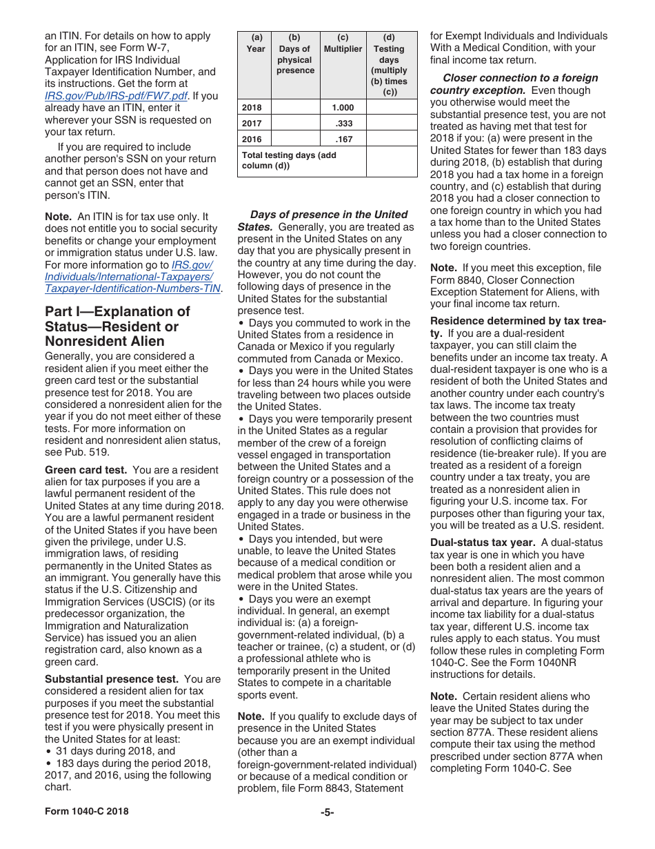 Instructions for IRS Form 1040-C U.S. Departing Alien Income Tax Return, Page 5