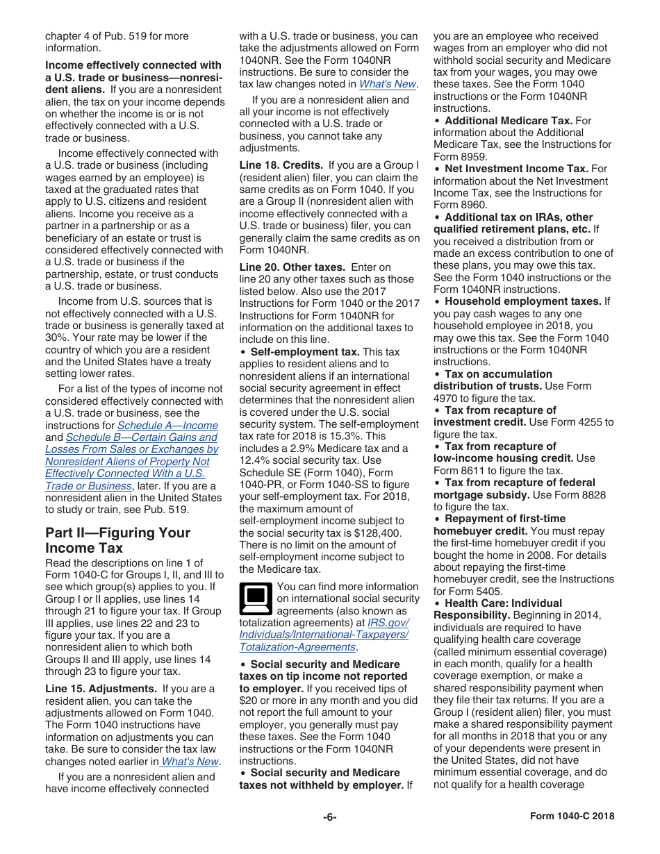 Instructions for IRS Form 1040-C U.S. Departing Alien Income Tax Return, Page 6