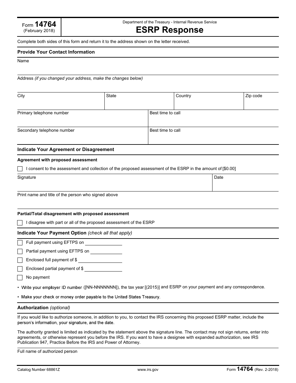 IRS Form 14764 Esrp Response, Page 1