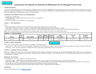 Form PR-296 Request for Estimate of Withdrawal Tax for Managed Forest Land (Mfl) - Wisconsin, Page 2
