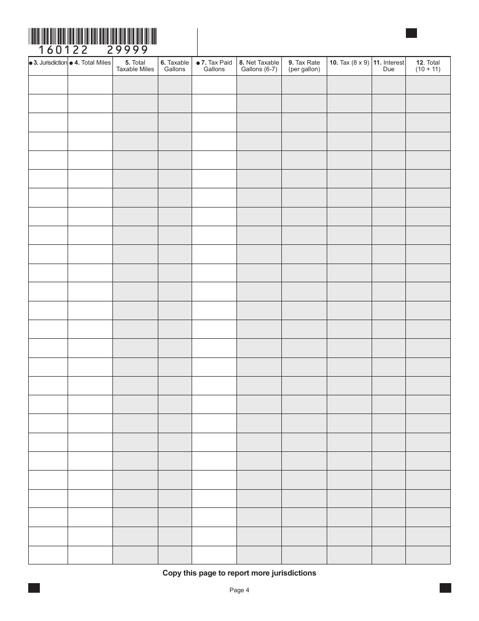 Form DR0122 International Fuel Tax Agreement Tax Report - Colorado, Page 4
