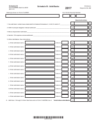 Form IT-40PNR (State Form 54030) Schedule B &quot;Add-Backs&quot; - Indiana, 2017