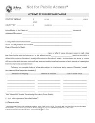 State Form 48831 (IH-EXEM) Affidavit of No Inheritance Tax Due - Indiana