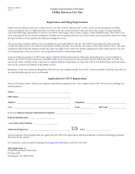 Document preview: State Form 56039 Utility Services Use Tax (Usut) Registration Application - Indiana