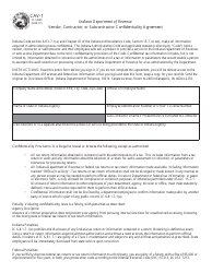 State Form 53349 (CAV-1) Vendor, Contractor, or Subcontractor Confidentiality Agreement - Indiana