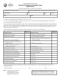 Document preview: State Form 52108 (AGQ-100) Agricultural Equipment Exemption Usage Questionnaire - Indiana