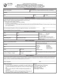 State Form 52705 (ST-137RV) Affidavit of Exemption by a Nonresident of Indiana on the Purchase of a Recreational Vehicle or Cargo Trailer - Indiana
