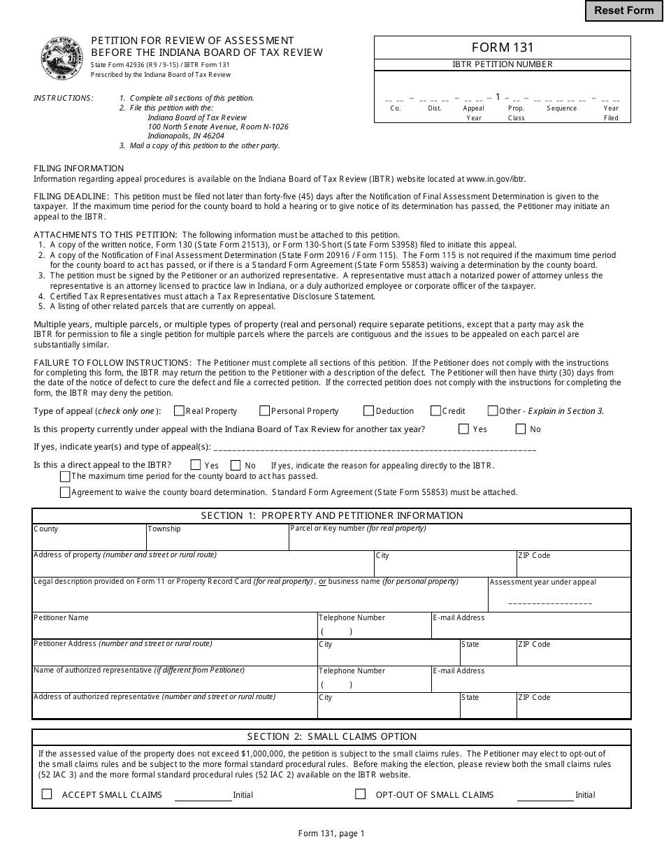 State Form 42936 (131) - Fill Out, Sign Online and Download Fillable ...