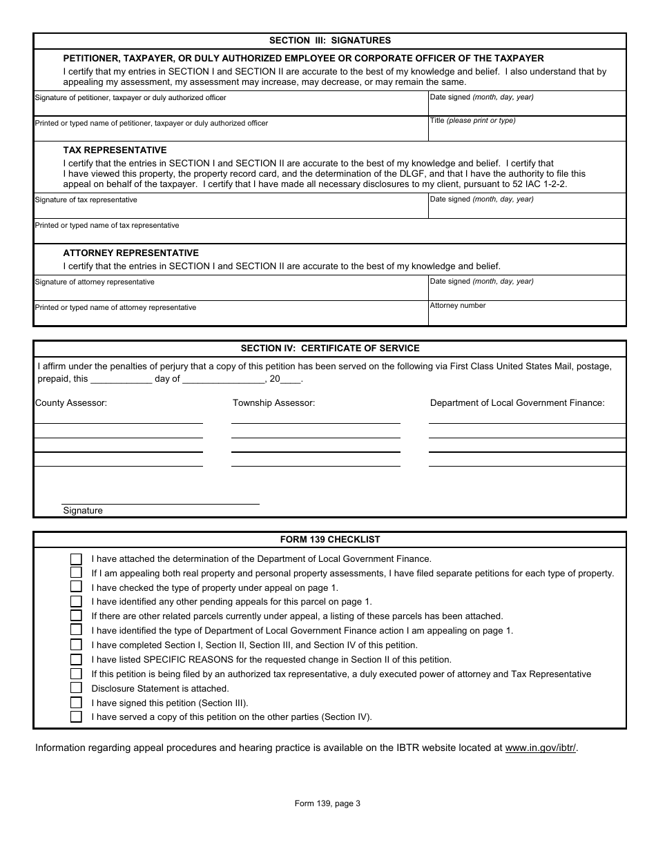 State Form 51104 (139) Petition for Review of Department of Local Government Finance Action - Indiana, Page 3
