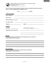 State Form 55800 Application for Certification as a Professional Appraiser Under Ic 6-1.1-31.7 - Indiana