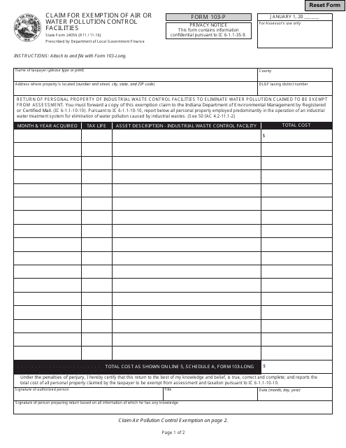 State Form 24056 (103-P)  Printable Pdf