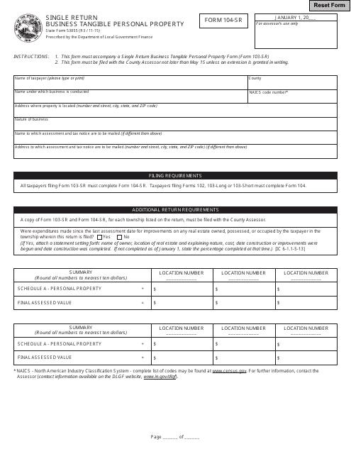 State Form 53855 (104-SR)  Printable Pdf