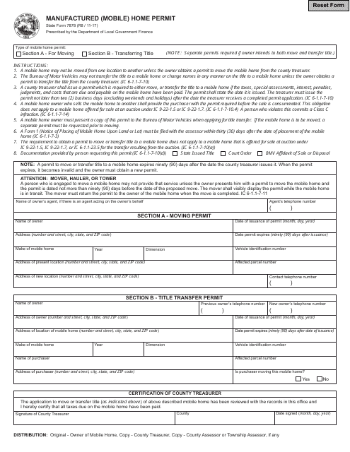 State Form 7878  Printable Pdf