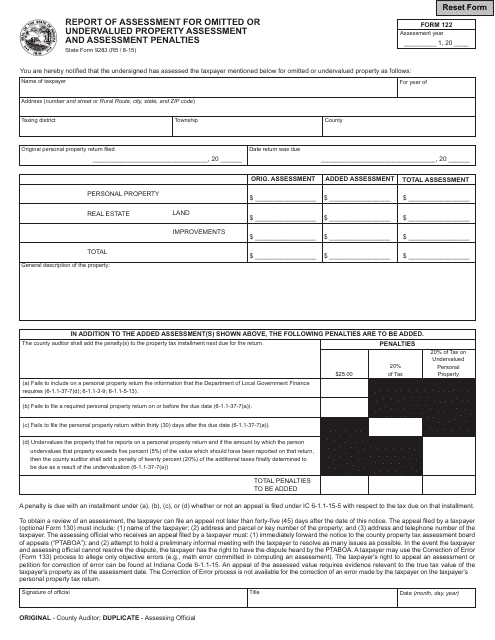 State Form 9283 (122)  Printable Pdf