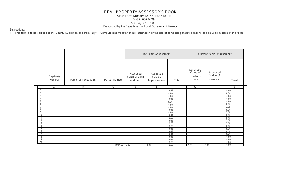 State Form 18158 (DLGF Form 29) Fill Out, Sign Online and Download