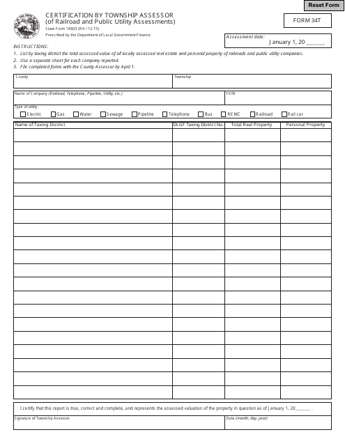 State Form 18603 (34T)  Printable Pdf