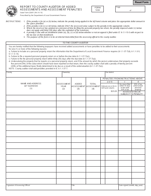 State Form 22691 (122A)  Printable Pdf