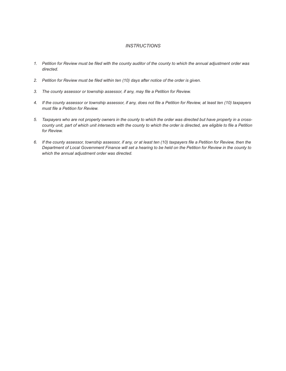 State Form 53949 Petition for Review of Order Making Annual Adjustments to Assessed Valuation - Indiana, Page 2