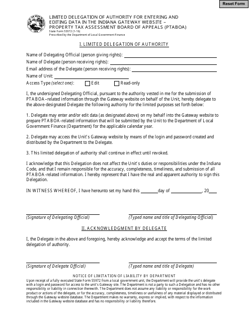 State Form 55972  Printable Pdf