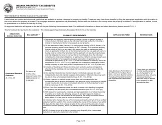 Document preview: State Form 51781 Indiana Property Tax Benefits - Indiana