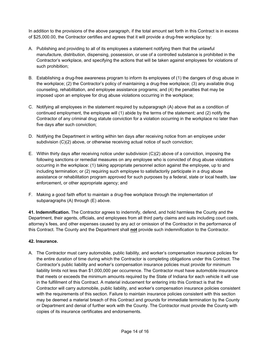 State Form 55931 Prescribed Contract for Computer Software, Services, and Equipment - Indiana, Page 14
